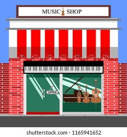 Music shop front vector 