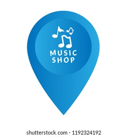 music shop icon and map pointer