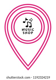 music shop icon and map pointer