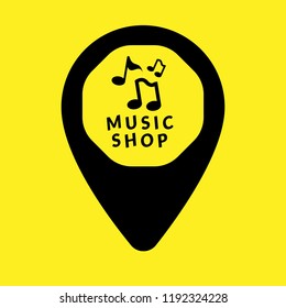 music shop icon and map pointer