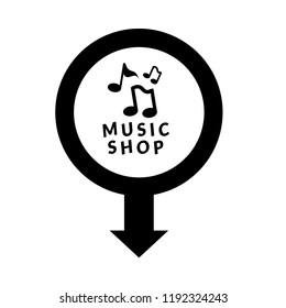 music shop icon and map pointer