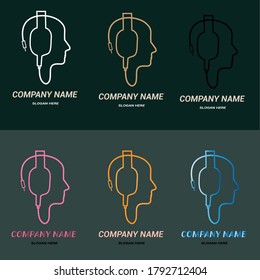 Music Shop Logo Template Design Vector, Emblem, Design Concept, Creative Symbol, Icon,face shape