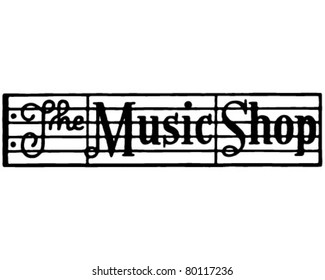 The Music Shop - Retro Ad Art Banner