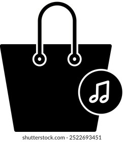 Music shopping bag icon. Music store sign. Shopping bag vector icon. Replaceable vector design.
