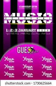 Music show poster template. all types of music. vector illustration	