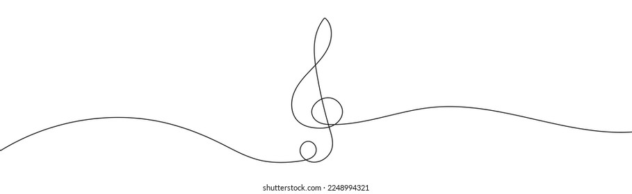 Signo de música dibujo continuo de una línea de la tecla G minimalismo de símbolo