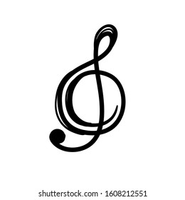 Music sign hand drawing of G key symbol doodle design