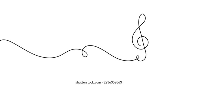 Music sign. Key symbol. continuous line. Vector illustration