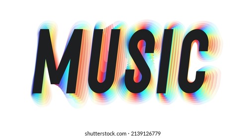 Music Sign Modern Typography For Banner, Party Poster, Motion Graphic, Book, Music, T Shirt, Flyer, Decoration, Printing, Industrial. Vector 10 Eps