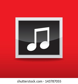 Music sign on glossy button, illustration