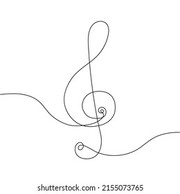 Music sign. One single line iilustration. G key symbol. Simple line. Continuous line. Note