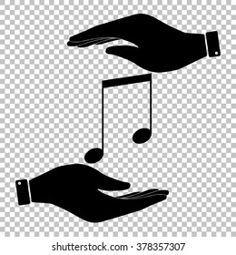 Music sign. Save or protect symbol by hands.