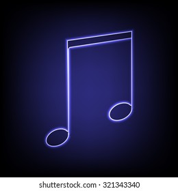 Music sign vector  with neon effect