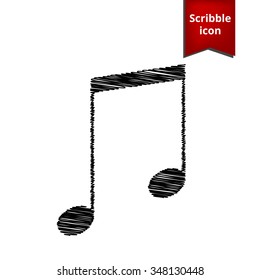 Music sign vector with pen effect. Scribble icon for you design. 