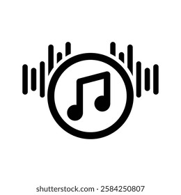 Music silhouette Icon, black color