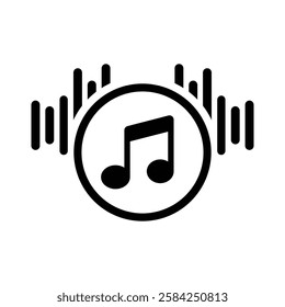 Music silhouette Icon, black color