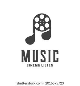 Music Silhouette Vintage Retro Stamp Logo Design