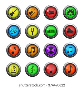 Music simple color icon for web sites and user interface