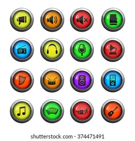 Music simple color icon for web sites and user interface