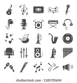 Music simple icons set for web and mobile design