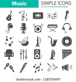 Music simple icons set for web and mobile design