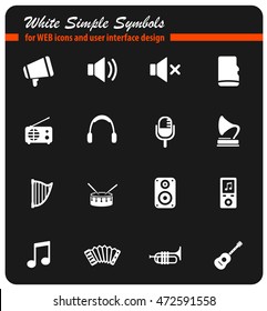 Music simply symbols for web and user interface