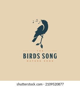Music, sing song birds simple logo design template inspiration