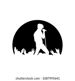 music, singer on stage, logo