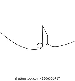 Music single line art, continuous one line drawing of  Isolated outline vector art 
