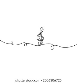 Música de una sola línea de arte, dibujo continuo de una línea de Arte vectorial de contorno aislado 
