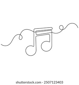 Music  single line art, continuous one line drawing of  Isolated outline vector art
