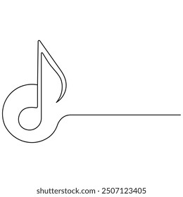 Musik einzeilige Kunst, durchgehende einzeilige Zeichnung von isolierten Konturen, Vektorkunst
