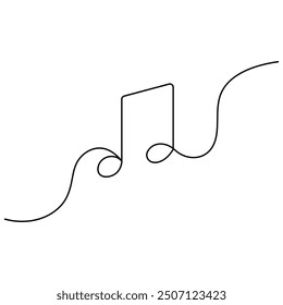 Musik einzeilige Kunst, durchgehende einzeilige Zeichnung von isolierten Konturen, Vektorkunst

