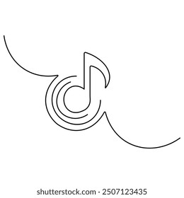 Music  single line art, continuous one line drawing of  Isolated outline vector art
