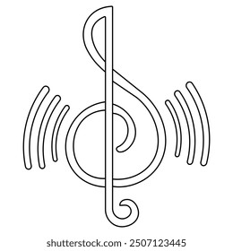Music  single line art, continuous one line drawing of  Isolated outline vector art
