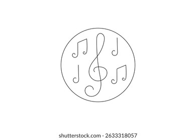 Music single line art continuous one line drawing of Isolated outline vector icon
