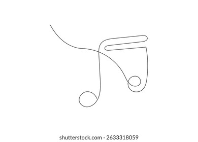 Music single line art continuous one line drawing of Isolated outline vector icon
