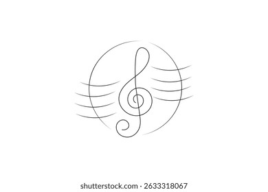 Music single line art continuous one line drawing of Isolated outline vector icon
