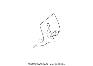Music single line art continuous one line drawing of Isolated outline vector icon
