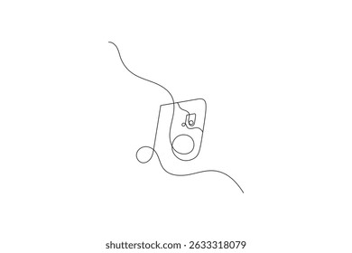 Music single line art continuous one line drawing of Isolated outline vector icon
