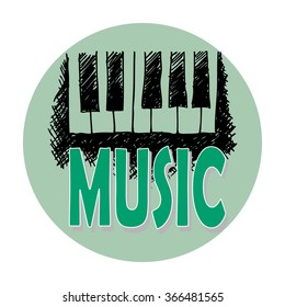 Music Sketches with text "music" . Vector illustration.
