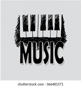 Music Sketches with text "music" . Vector illustration.