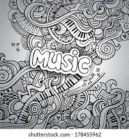 Music Sketchy Notebook Doodles. Hand-Drawn Vector Illustration