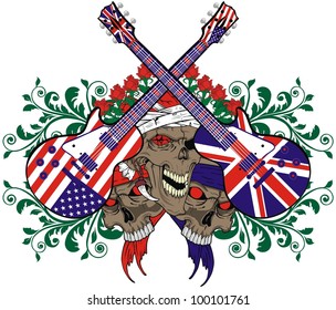 music skull and flag