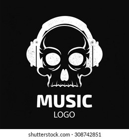 Music skull logo. Record Studio logo