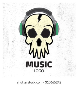 Music skull logo. Record Studio logo