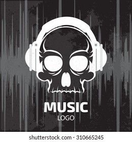 Music skull logo. Record Studio logo