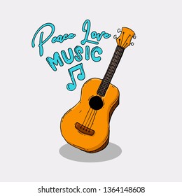 Music slogan with guitar illustration
