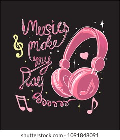 music slogan with headphone illustration