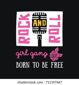 Music slogan and poster illustration.T-shirt apparels print tee graphic design